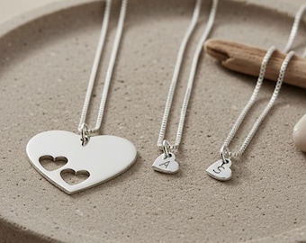 Mother Daughter Puzzle Heart Necklace Set