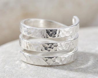 Hammered Sterling Silver Adjustable Wrap Ring