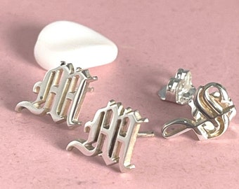Old English Initial Earrings - Custom Letter Studs