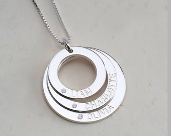 Mother Necklace with Kids Names and Birthstones