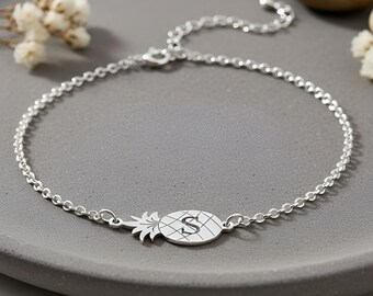Pineapple Initial Anklet for Women