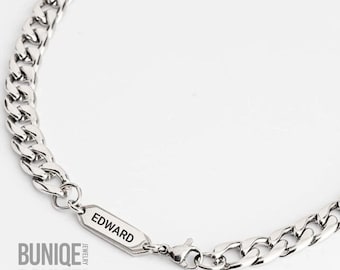 Cuban Link Tag Necklace Stainless Steel