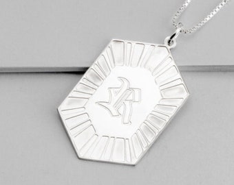 Old English Dog Tag Necklace Sterling Silver