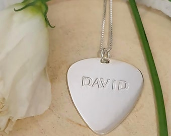 Engraved Guitar Pick Necklace