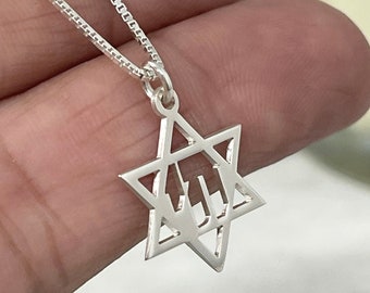Sterling Silver Star of David Chai Necklace