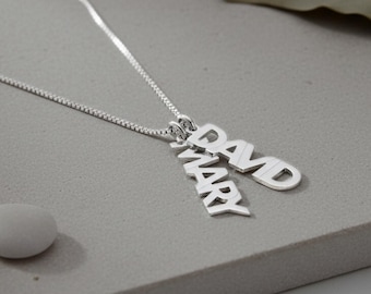 Custom Mother Necklace Multiple Kids Names, Sterling Silver