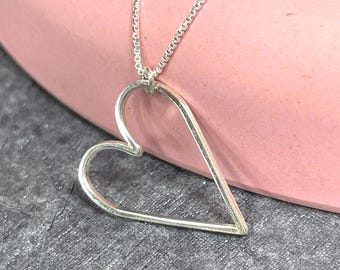 Sterling Silver Sideways Heart Necklace