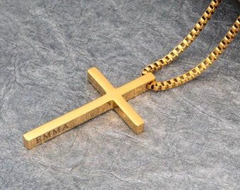 3D Engraved Cross Pendant Necklace