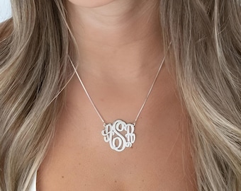 Monogram Letters Necklace Sterling Silver