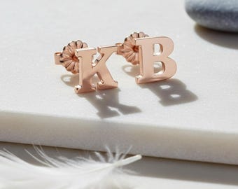 Sterling Silver Initial Stud Earrings