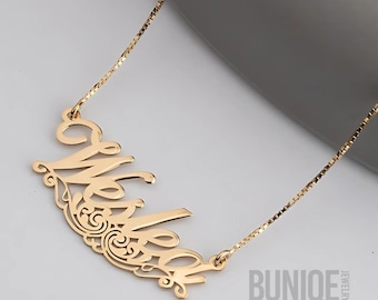 Unique Name Necklace, Sterling Silver or Gold Plated with Decorative Underline