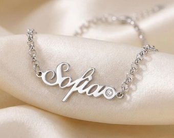 Personalized Name Bracelet with Birthstone