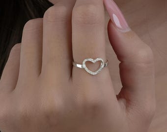 Open Heart Ring Sterling Silver
