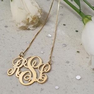 Sterling Silver Monogram Necklace: Intertwined Initials Pendant