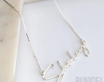 Sweet Dreams Name Necklace Sterling Silver Unique Font