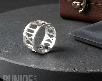 Sterling Silver Roman Numeral Ring - Gold or Rose Gold Plated