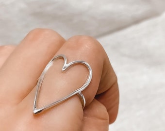 Sterling Silver Open Heart Ring: Minimalist Love Jewelry