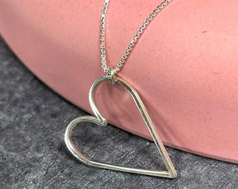 Sideways Heart Necklace Sterling Silver