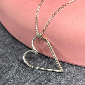 Sterling Silver Sideways Heart Necklace: Delicate Love Pendant