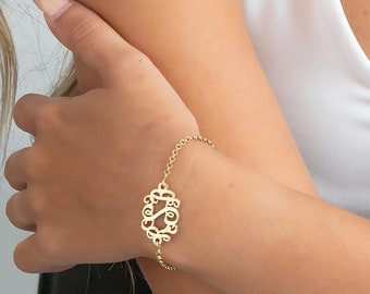 Custom Monogram Bracelet Sterling Silver