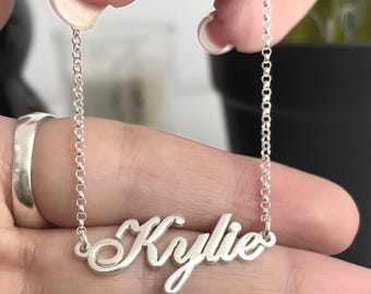 Customized Name Plate Necklace Sterling Silver