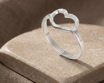 Open Heart Ring Sterling Silver