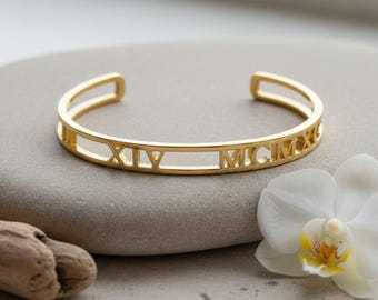 Roman Numeral Cuff Bracelet