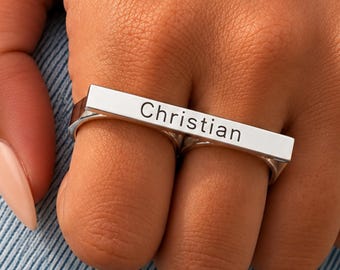Two Finger Name Ring Sterling Silver