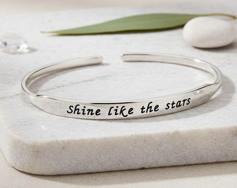 Custom Engraved Unisex Cuff Bracelet Sterling Silver