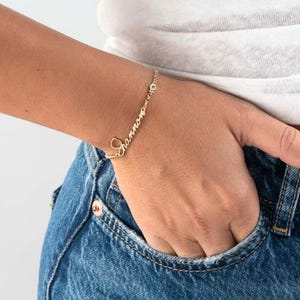 Sterling Silver Name Bracelet with Birthstone Charm: Personalized Jewelry Gift