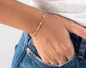 Birthstone Charm Name Bracelet