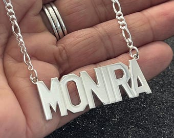 Personalized Thick Name Necklace, Sterling Silver
