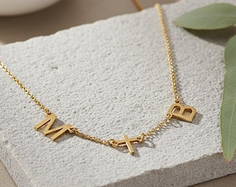 Two Initial Cross Necklace Sterling Silver - Personalized Christian Jewelry