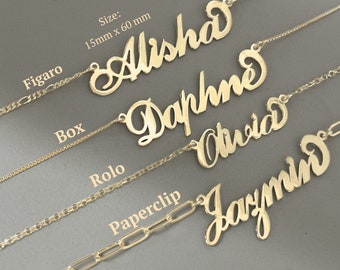 Personalized Carrie Name Necklace Sterling Silver, Bold Script Name Plate