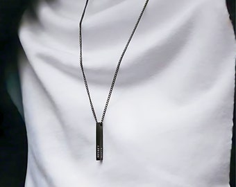 Black 3D Bar Necklace for Mens