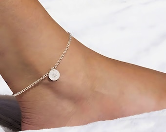 Engraved Initial Anklet for Women