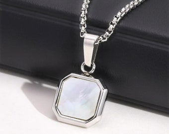 White Stone Tiny Tag Necklace with Secret Message