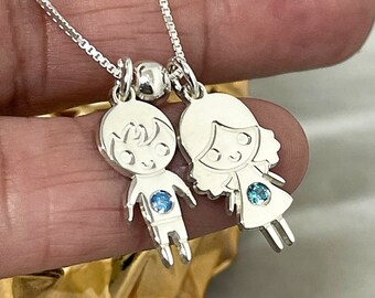 Mother Necklace Birthstone Kids Charms