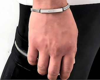 Custom Engraved Delicate Mens Bracelet
