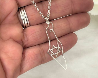 Star of David Necklace with Israel Map