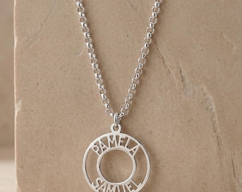 Sterling Silver Two Name Circle Necklace