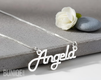 Retro Name Necklace Sterling Silver