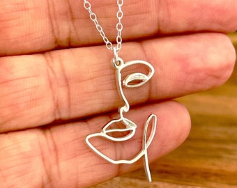 Female Silhouette Necklace Sterling Silver