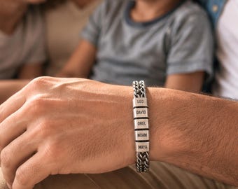 Engraved Dad Bracelet with Kids Names