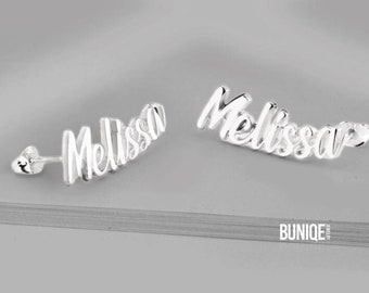 Custom Name Ear Climber Earrings Set