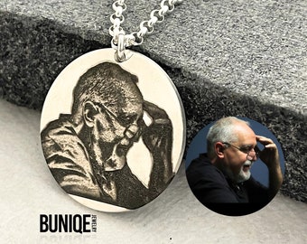 Engraved Photo Necklace Sterling Silver