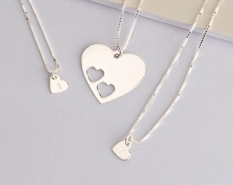 Mother Daughter Puzzle Heart Necklace Set