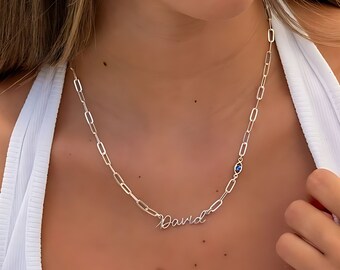 Evil Eye Jewelry; Paperclip Name Necklace