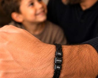 Fathers Day Bracelet for Dad with Kids Names