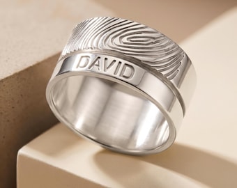 Fingerprint Name Ring Sterling Silver
